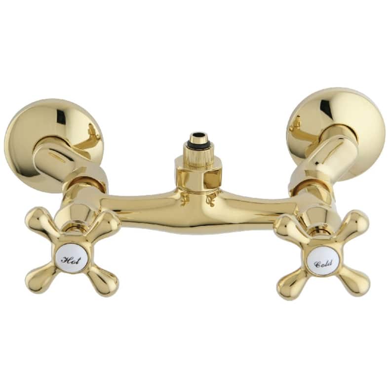 Kingston Brass Vintage Wall Mount Tub Filler Faucet with Riser Adapter - Polished Brass