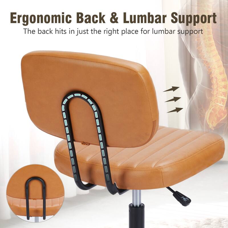 Low Back PU Leather Task Chairs with Adjustable Height & Smooth Swivel