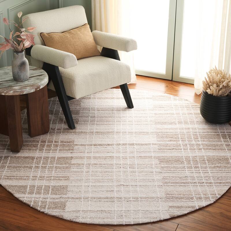 SAFAVIEH Handmade Metro Gaia French Country Wool Rug - 6' Round - Beige/Ivory