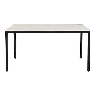 Aurelle Home Pariso Modern White Marble-Top Table - 60" W x 30" H x 36" D