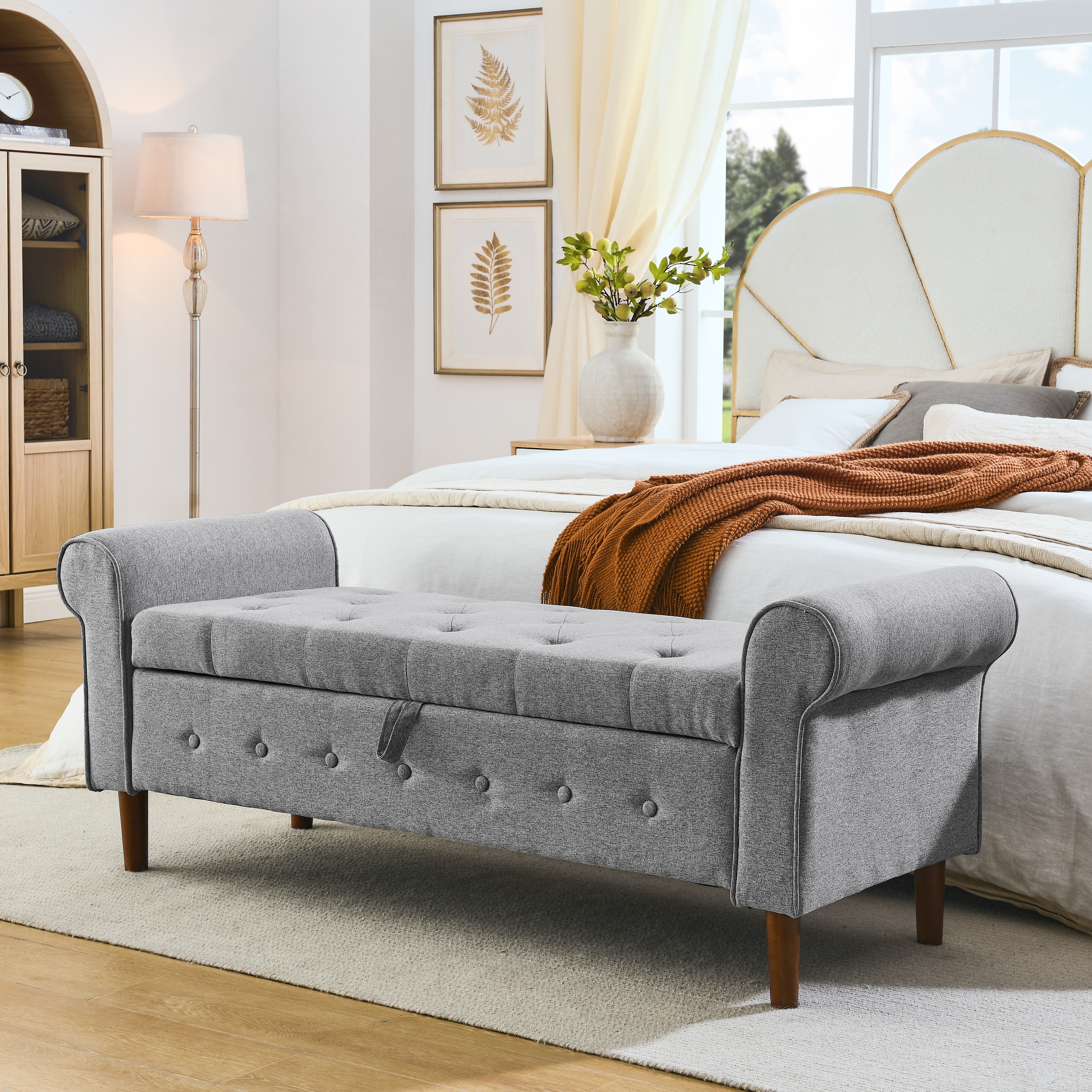 Bedroom benches with store arms