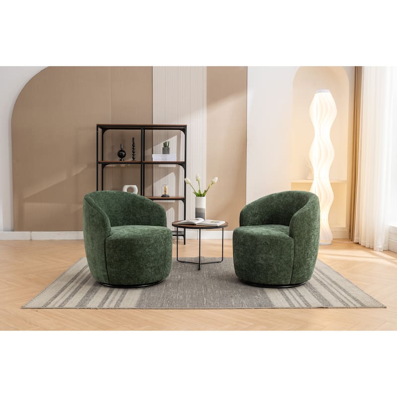 25.6" Swivel Barrel Chair with Black Coating