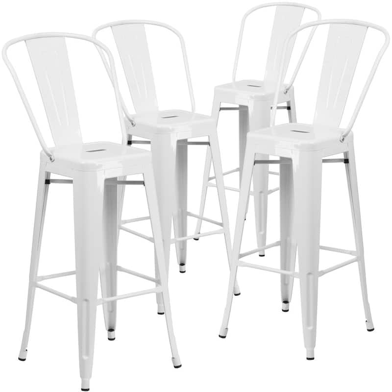 4 Pack 30" High Metal Indoor-Outdoor Barstool with Back - Kitchen Furniture