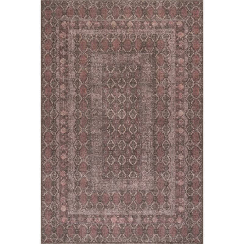 Nuloom Anelia Traditional Vintage & Distressed Area Rug - 6' 7" x 9' - Burgundy - Rectangle
