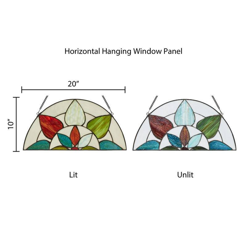River of Goods 20-Inch Floral Arch Stained Glass Window Panel - 20" x 0.25" x 10"