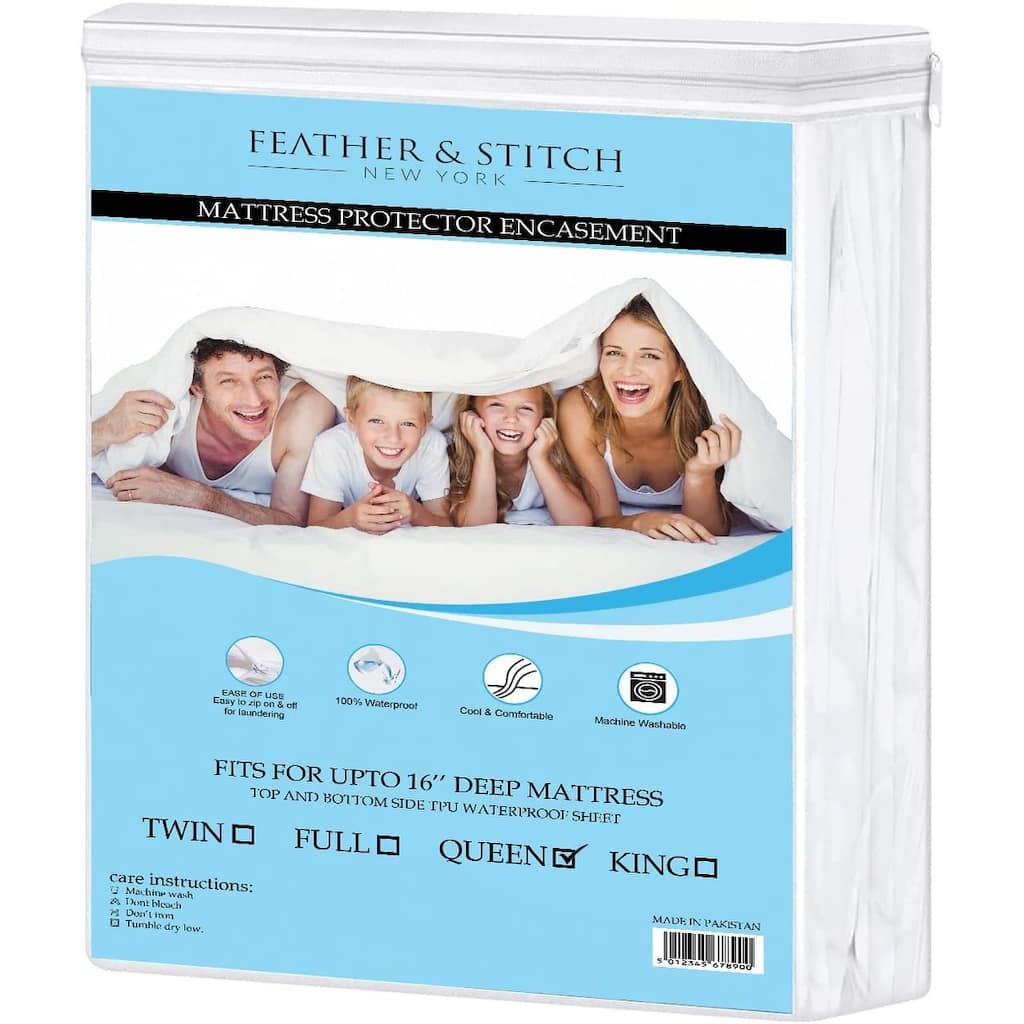 Bedding Zippered Encasement Mattress Protector - White