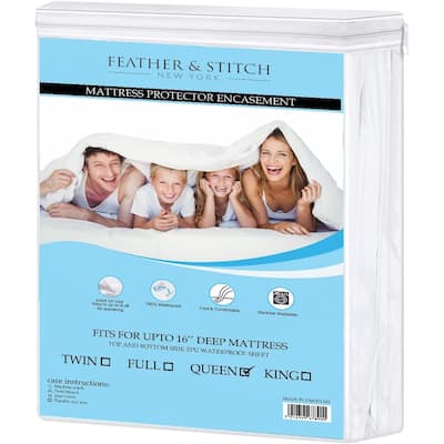 Bedding Zippered Encasement Mattress Protector - White