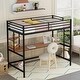 preview thumbnail 2 of 11, Black Twin Size Metal Loft Bed with Desk, Ladder, and Shelves for Kids