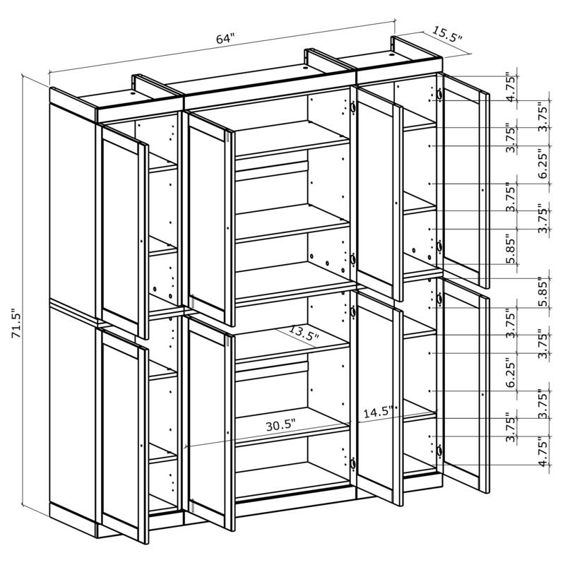 Palace Imports 100% Solid European Oak Hardwood Modular China Cabinet with Shaker and Tinted Glass Doors - 64" Wide, 71.5" Tall