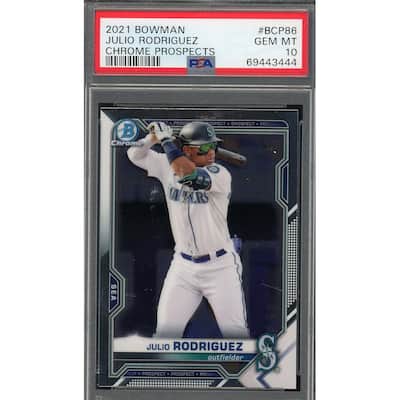 Julio Rodriguez 2021 Bowman Chrome Prospects Rookie Card #BCP86 Graded PSA 10 - 8'6" x 11'6"