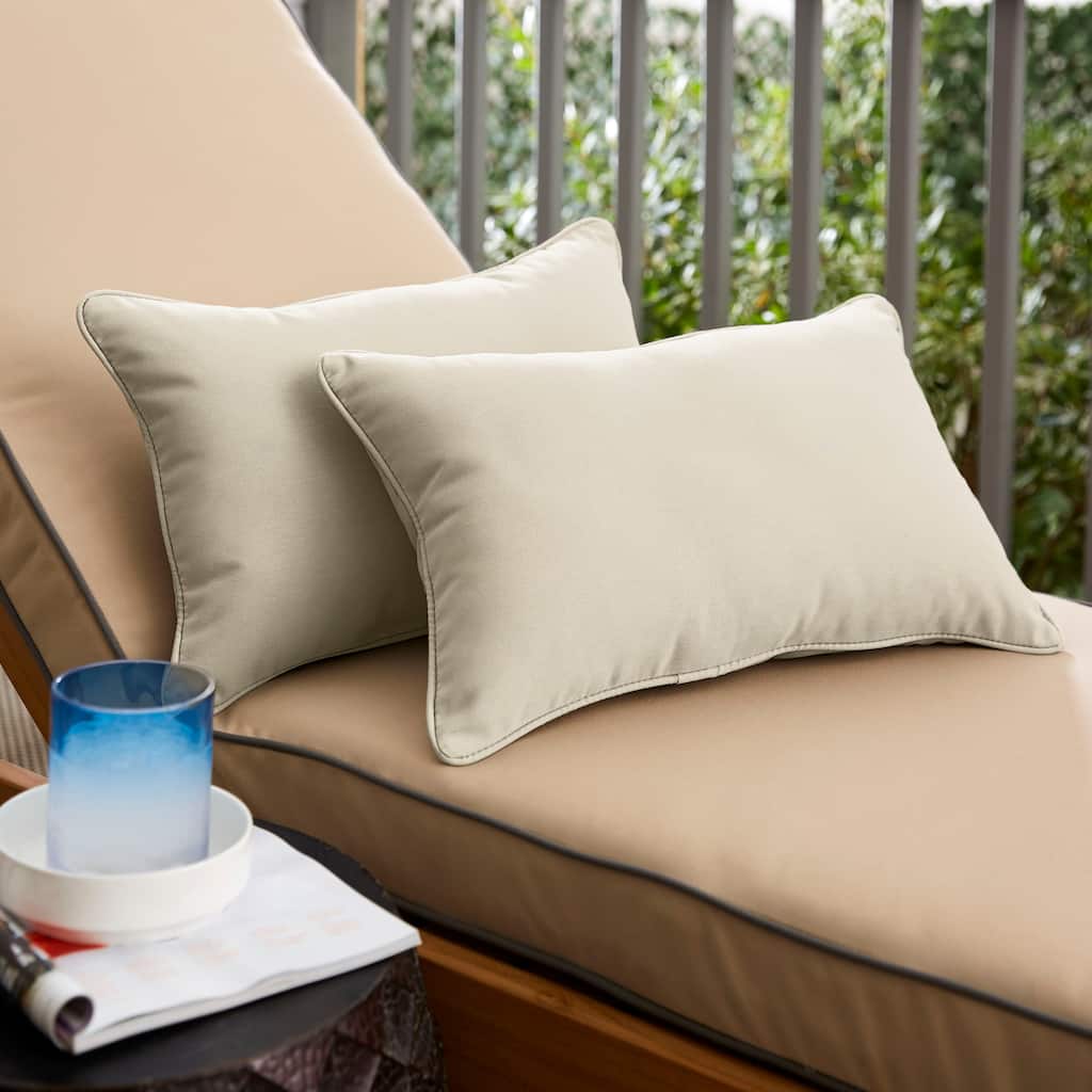 Ivory Indoor/ Outdoor Pillow Set, 12 in x 18 in