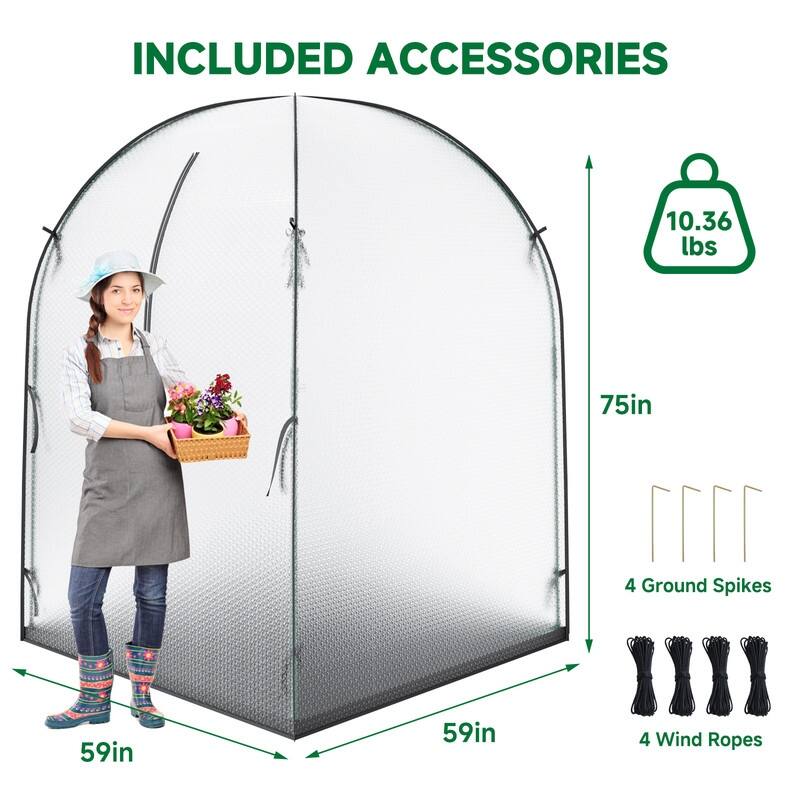 Portable Greenhouse for Outdoors, Bubble Film Cover, Zippered Door