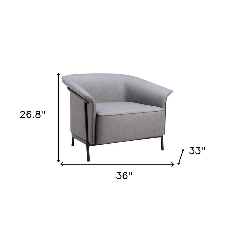 HomeRoots 35" Slate Gray And Black Faux Leather Arm Chair - 35.4' X '26.8' X '32.7