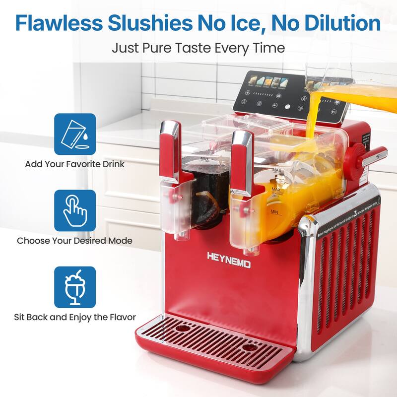 Dual-Tank Slush Machine for Home - Red