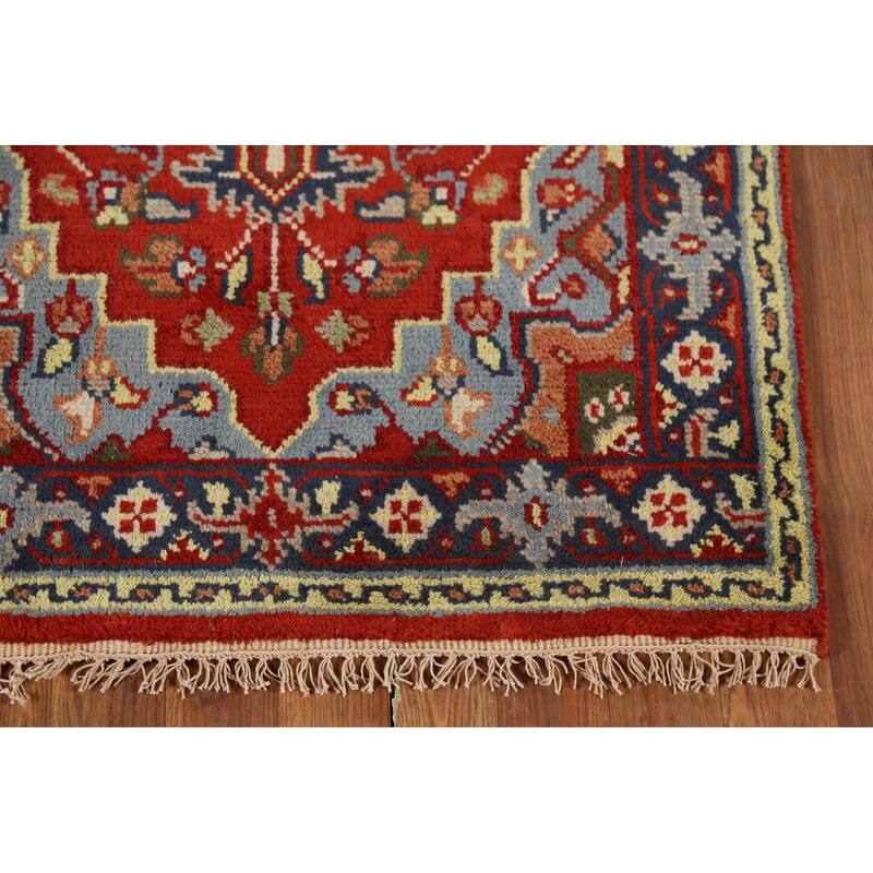 Geometric Heriz Serapi Indian Rug Hand-Knotted Wool Carpet - 2'10"x 5'1"