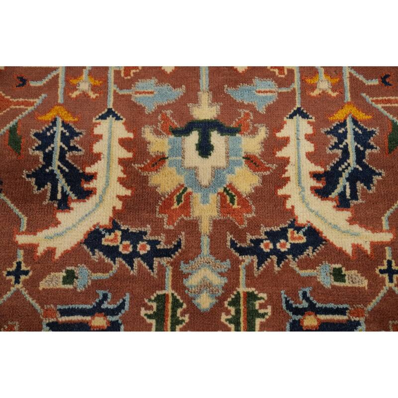 Hand-knotted Transitional Wool Carpet Orange Oushak Rug Floral Oriental Area Rug - 8' 8'' X 5' 8''