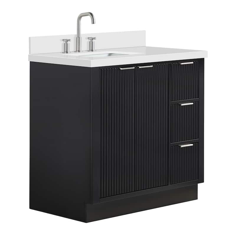 Ariel P37LWQRVO Milan 37" Free Standing Single Basin Vanity Set with