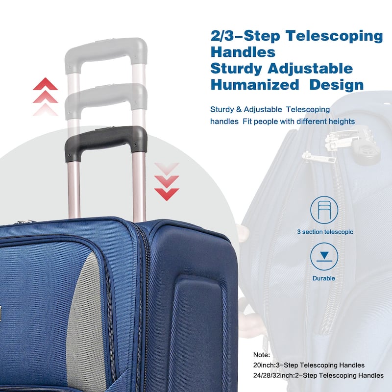 SoftshellLuggage Expandable 4 Piece Set Suitcase Softside Lightweight Luggage Travel Set