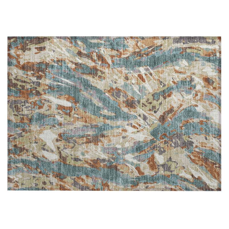 Machine Washable Indoor/ Outdoor Brushstrokes Chantille Rug