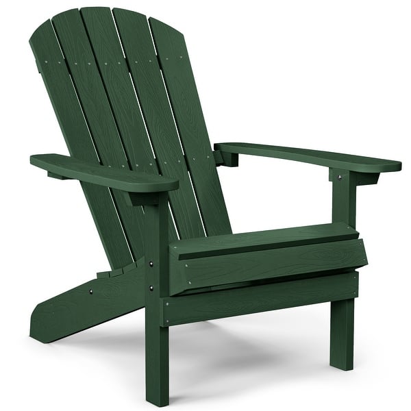 slide 2 of 12, WINSOON All Weather HIPS Outdoor Plastic Adirondack Chairs Set of 4 Dark Green