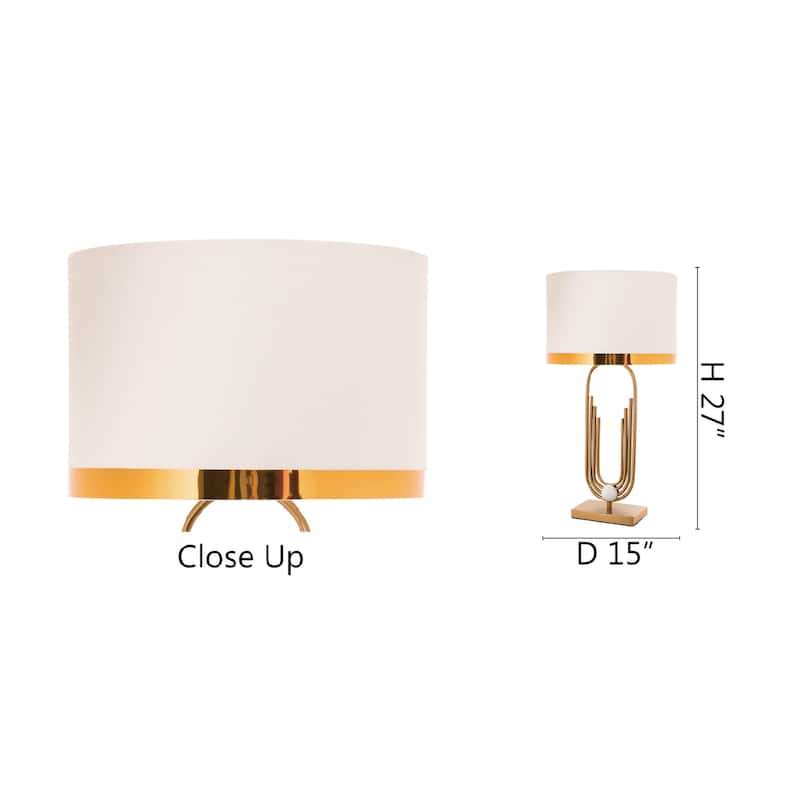 1 Light Gold Metal Table Lamp with A White Shade