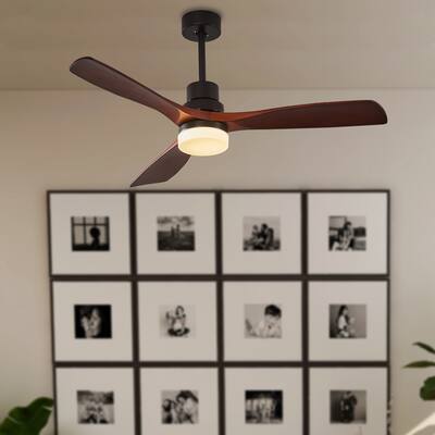 ExBrite 52" Solid Wood AC/DC Motor Integrated LED Ceiling Fan with Light & Remote Control