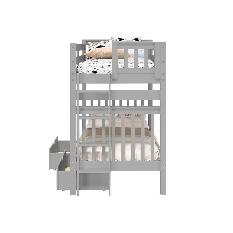 Taylor & Olive Trillium Tall Twin over Twin Bunk Bed, 2 Drawers