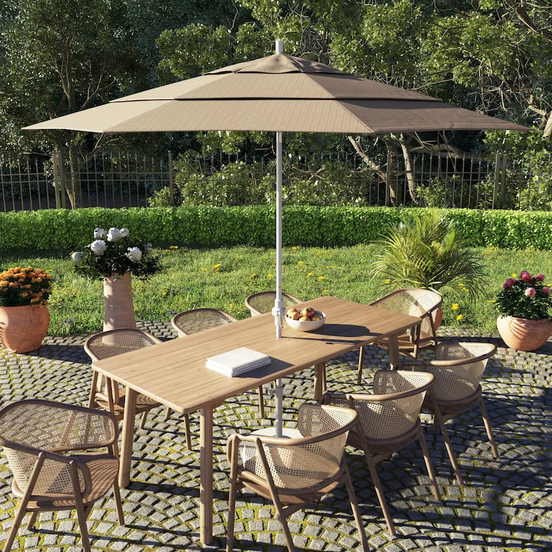 Perry 11ft Round Crank Lift Collar Tilt Aluminum Patio Umbrella by Havenside Home, Base Not Included