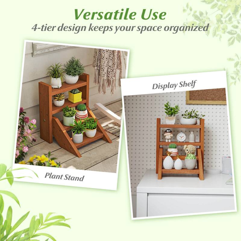 Costway 4-Tier Wood Small Flowerpot Holder Plant Stand for Multiple - See Details