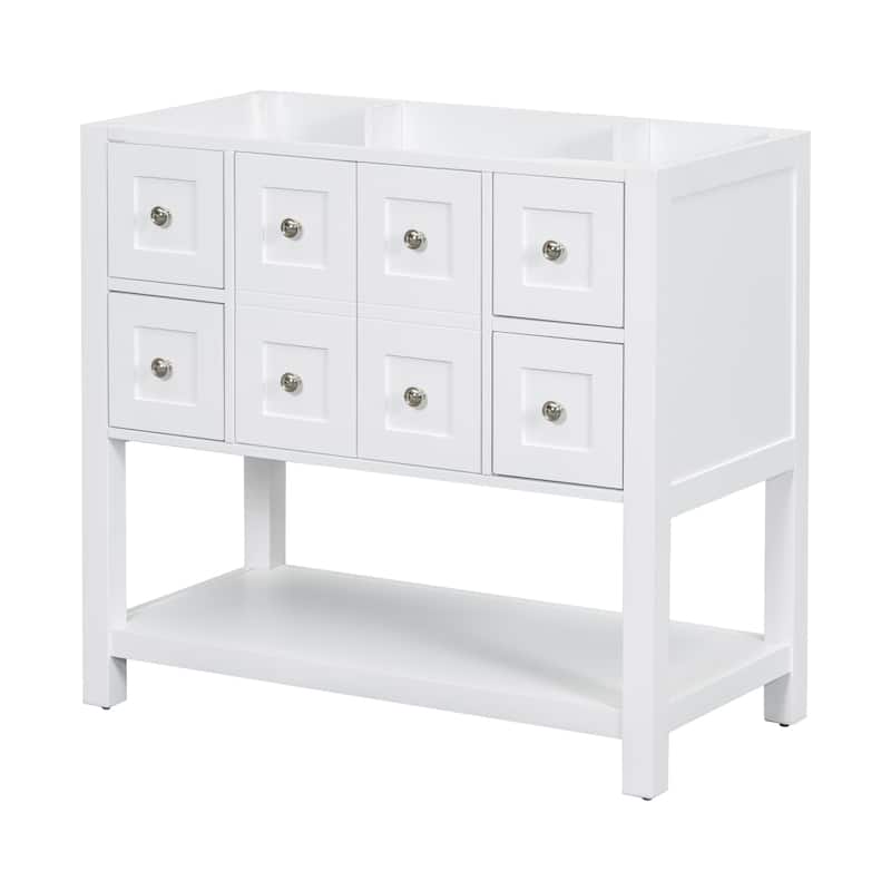 Bathroom Vanity Base with 4 Drawers & Soft Closing Doors(Without Sink) - White
