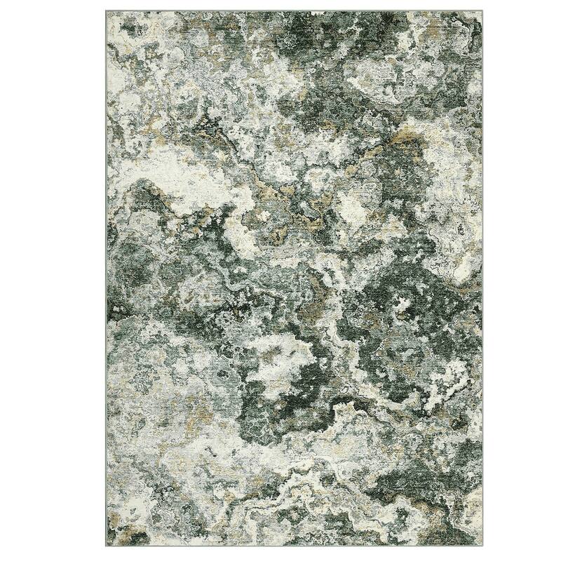 Machine Washable Area Rugs for Living Room, Modern Abstract Bedroom Rug, Low Pile Non-Slip Carpet