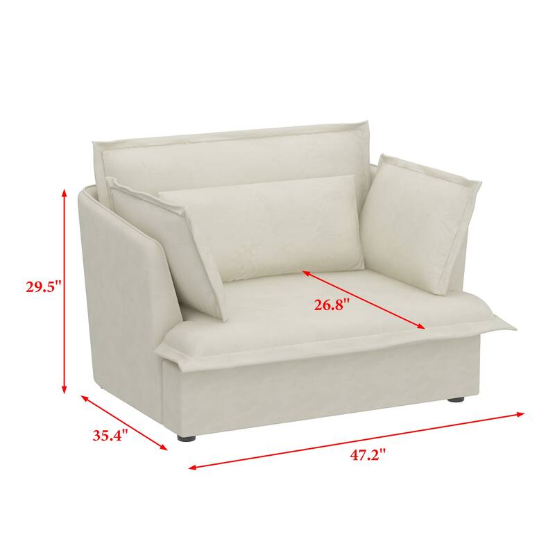 Modern Single Seat Sofa Chair with Plush Cushions Accent Lounge Chair