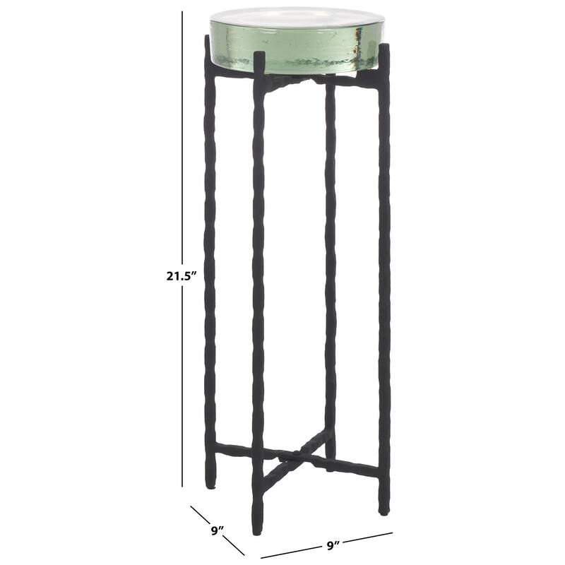 SAFAVIEH Couture Kathaleen Cast Glass Drink Round Table - 9"W x 9"D x 22"H