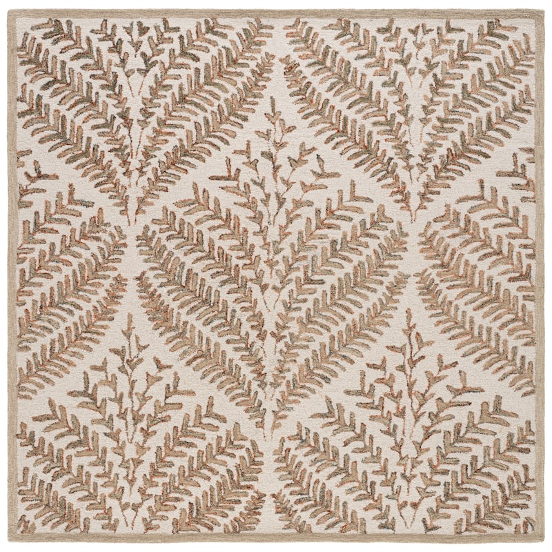 SAFAVIEH Handmade Capri Kert Wool Rug - 5' Square - Ivory/Brown