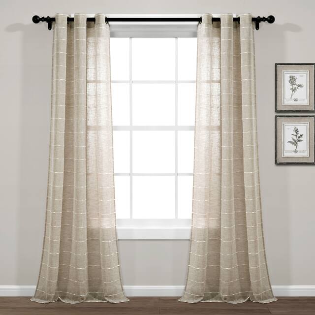 Lush Decor Farmhouse Textured Grommet Sheer Window Curtain Panel Pair - 108" x 38" - Neutral