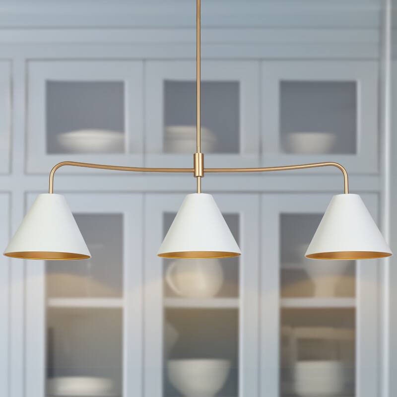 Modern 3-Light Chandelier White Bowl-Shape Kitchen Island Light for Dining Room