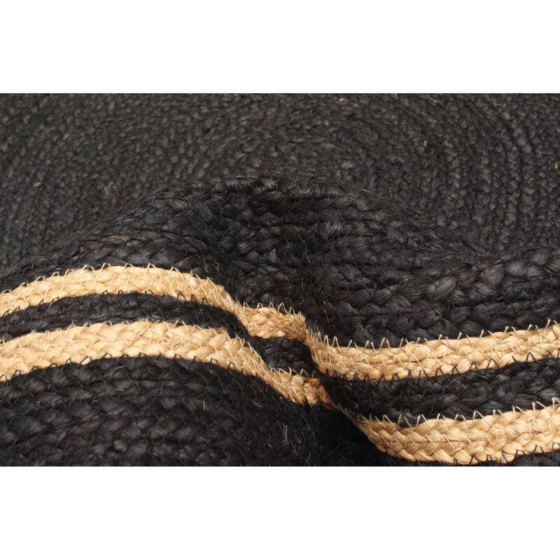 ECARPETGALLERY Braided Weave Palas Denizli Black Jute Rug - 3'10 x 3'10