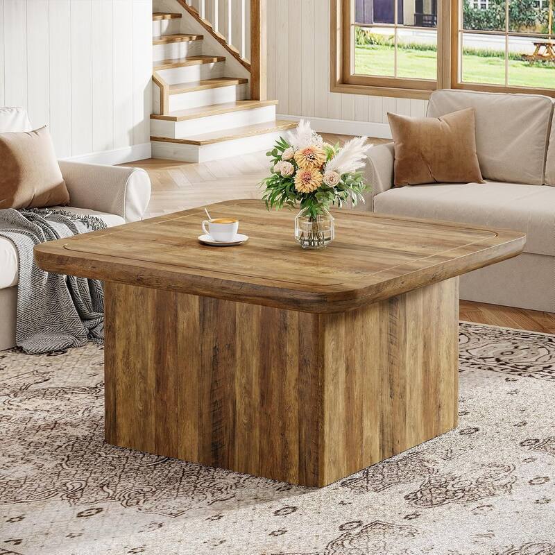 31.5 Inches Square Coffee Table, Farmhouse Center Cocktail Table