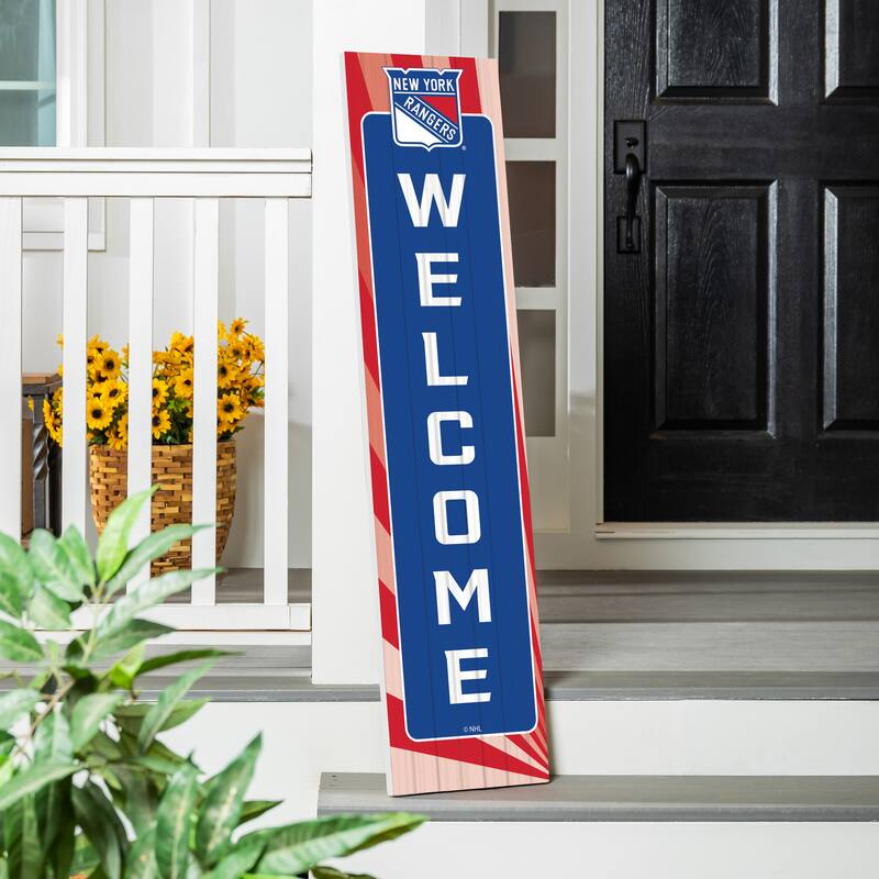 47" Porch Leaner Welcome Wall Sign, New York Rangers - Blue