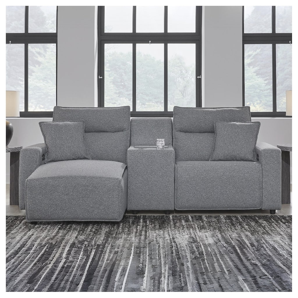 Signature Design by Ashley Modmax Gray 3-Piece Power Reclining Sectional with Chaise - 100" W x 63" D x 41" H