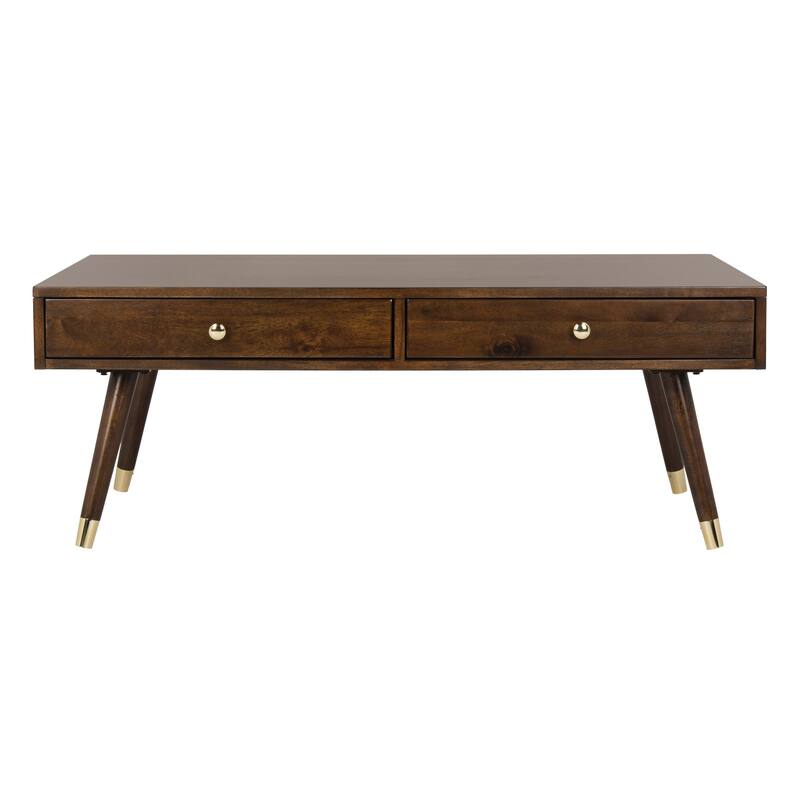 SAFAVIEH Tonya Mid-Century Gold Cap Coffee Table - 48" x 24" x 18" - 48Wx24Dx18H - Brown