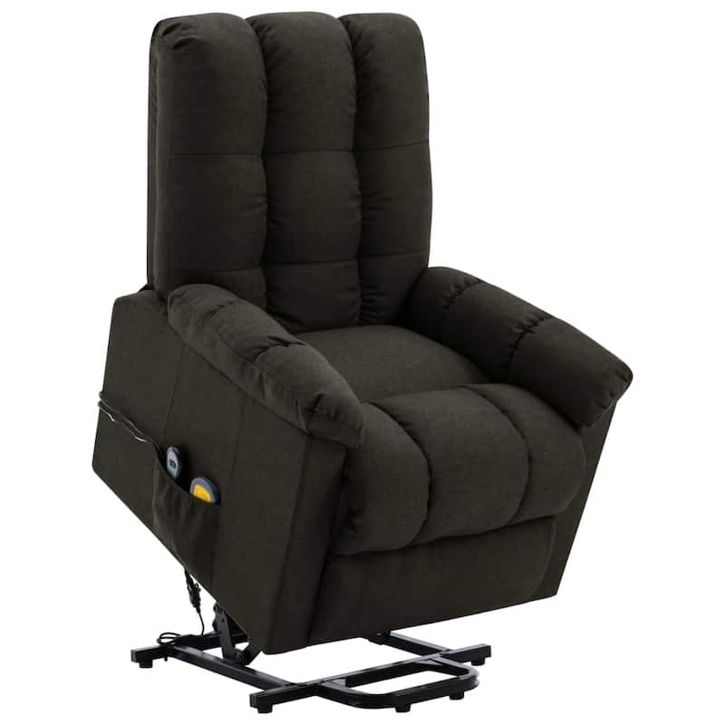 vidaXL Power Lift Massage Recliner Dark Brown Fabric - 29.9" x 36.2" x 40.2"