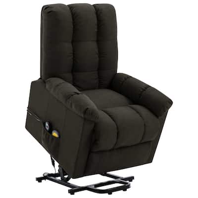 vidaXL Power Lift Massage Recliner Dark Brown Fabric - 29.9" x 36.2" x 40.2"