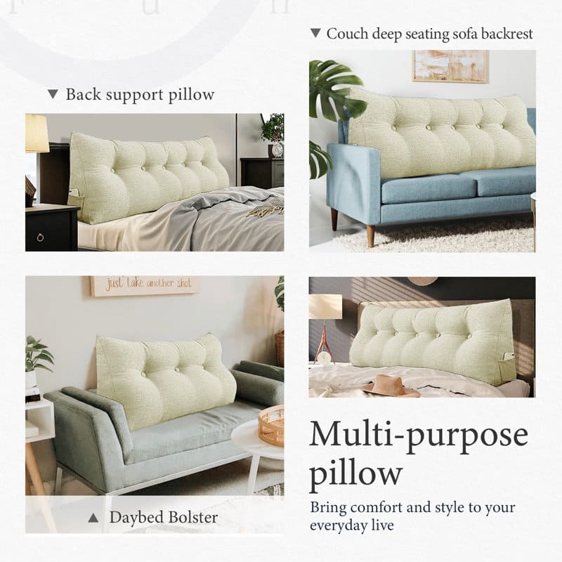 WOWMAX Headboard Wedge Reading Pillow Back Support Linen