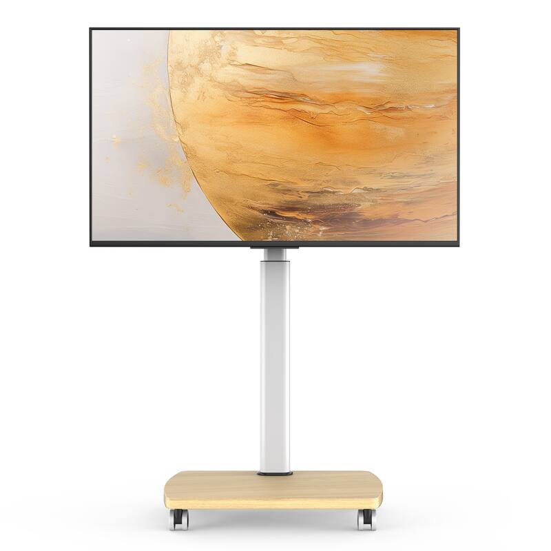 AOKCOS Modern Rolling TV Stand with Wheels for 32 to 65 inch TVs - White