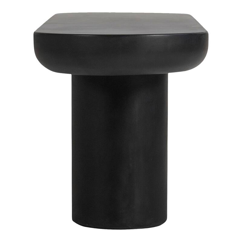 NADAAL STUDIOS Fenton Bench, Fiber-Reinforced Concrete Seat, Iron Frame, Black, Seats 3