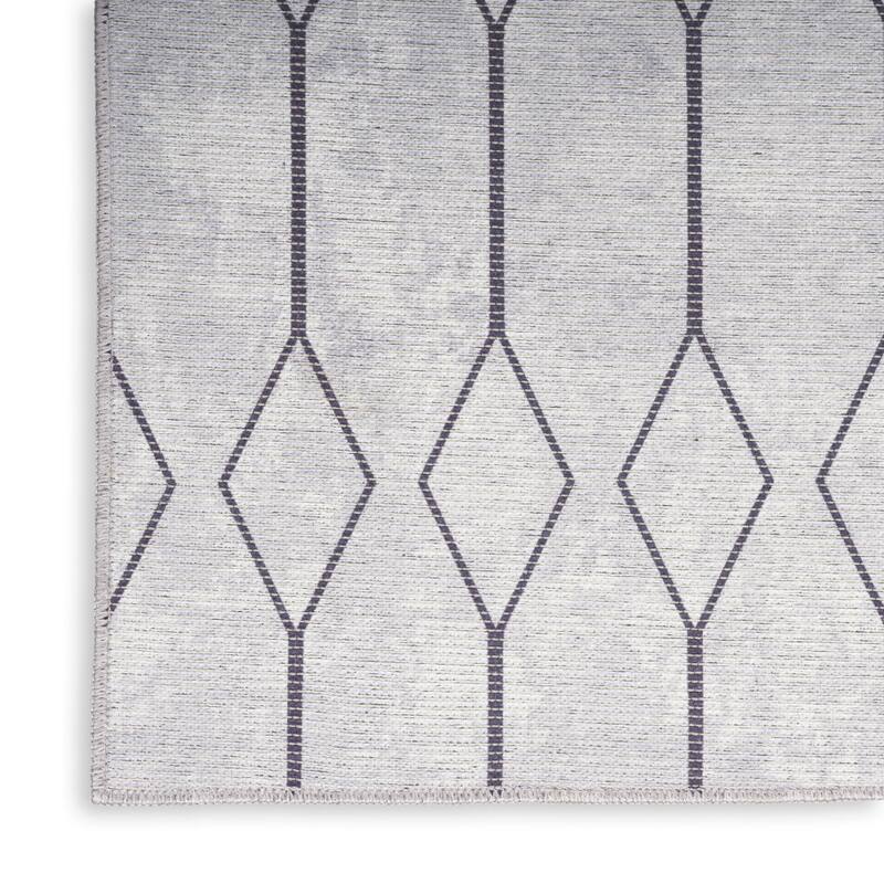 HomeRoots 10' Runner Cream Geometric Power Loom Washable Runner Rug - 120' X '26' X '0.28