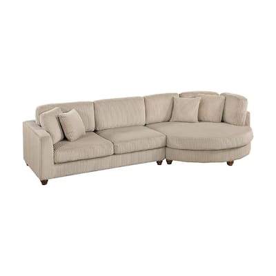 Zeo 2pc Oversize Sectional Sofa and Chaise, Taupe Brown Corduroy
