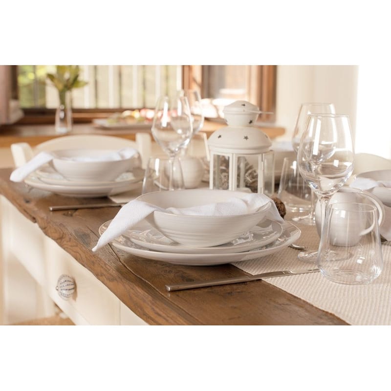 Euro Ceramica Neree 12 / 16 / 20 / 24 Piece Reactive Glaze Stoneware Dinnerware Set - Ivory