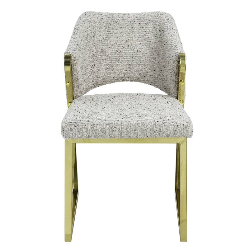 Galdesa Teddy Sherpa & Mirrored Gold Finish Side Chair (Set of 2)
